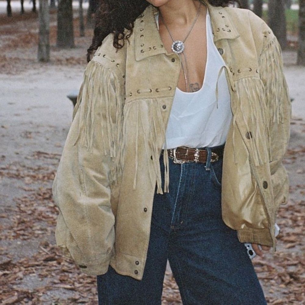 Fringe leather jacket